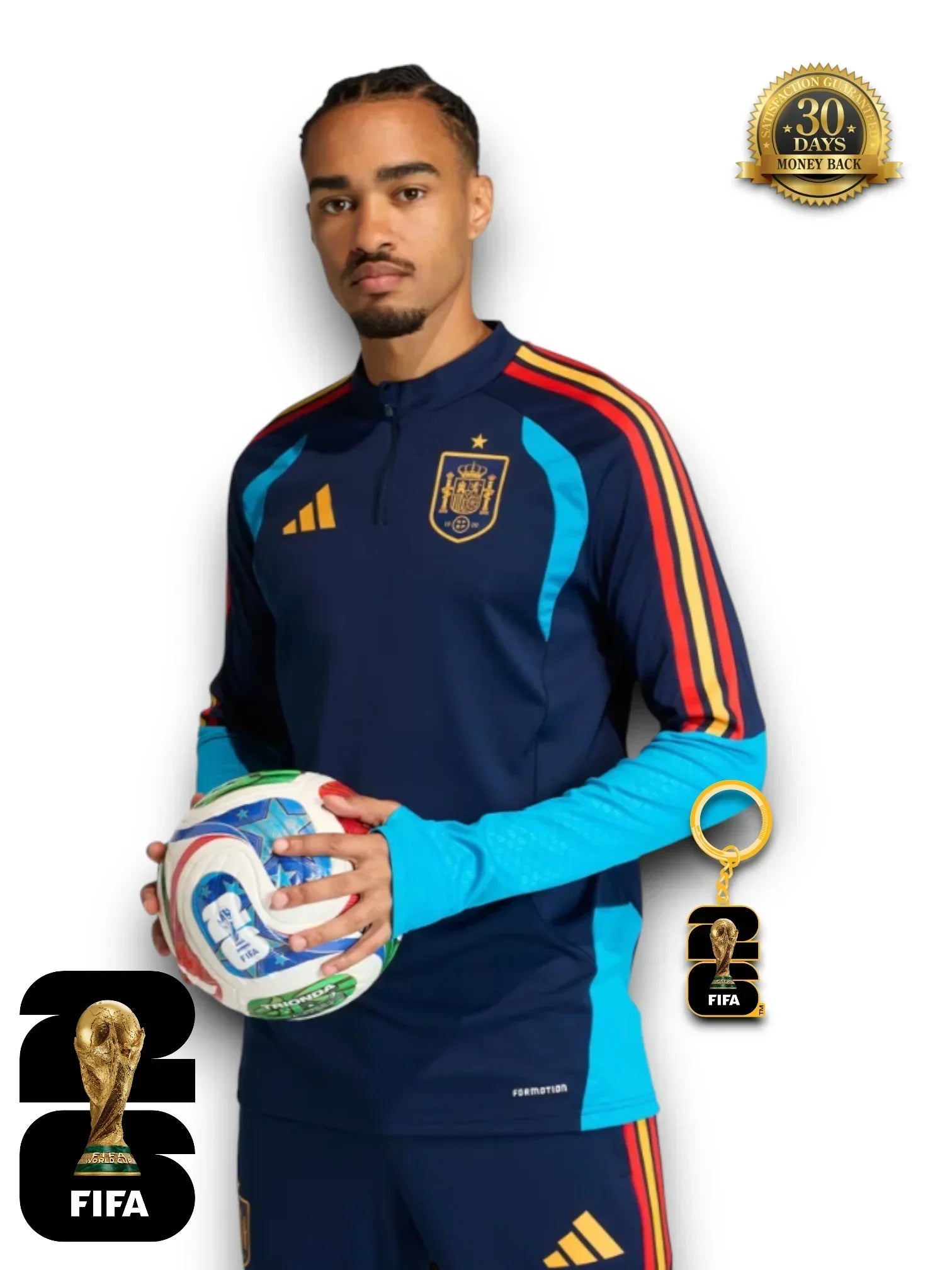 Spain World Cup 2026 Half-Zip Training Suit Set Royal Blue